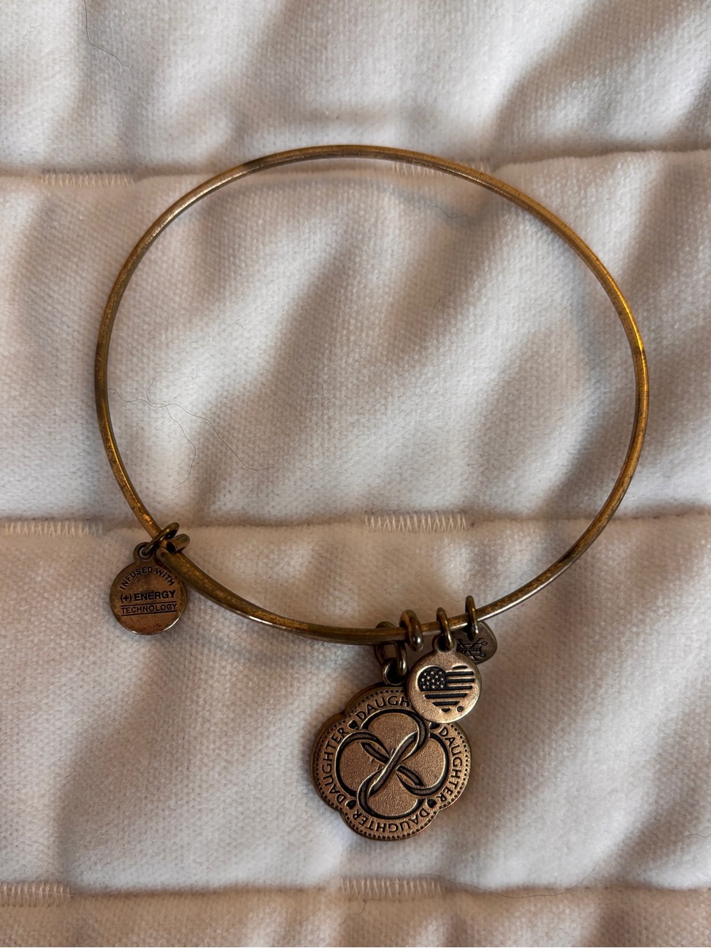 Alex and Ani Antique Gold Daughter Charm Bangle